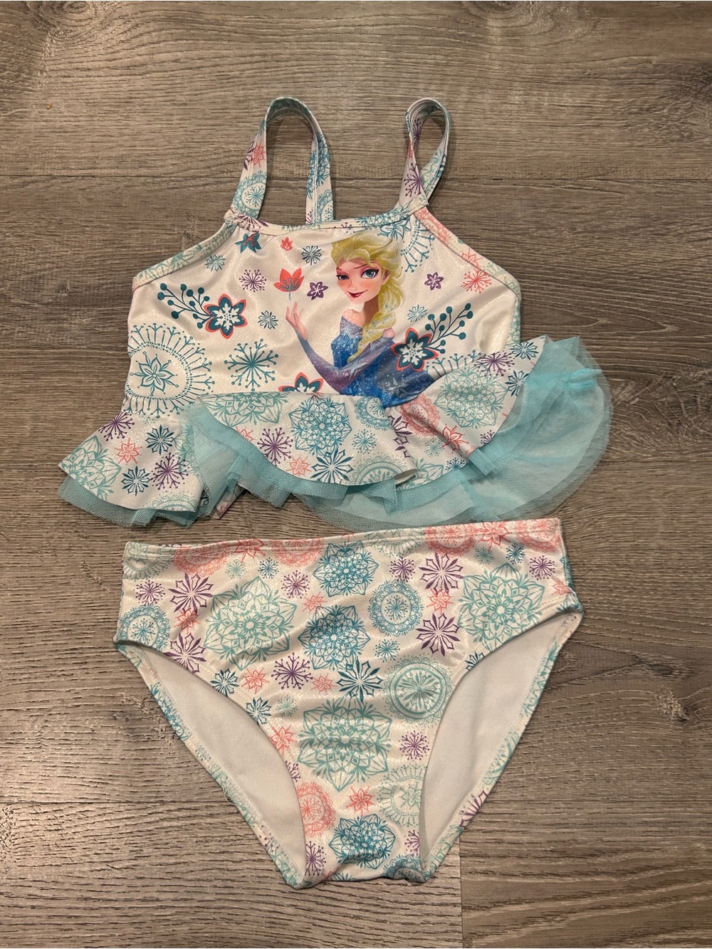 Disney Frozen White Blue Pink Girls Swim Bikini Set